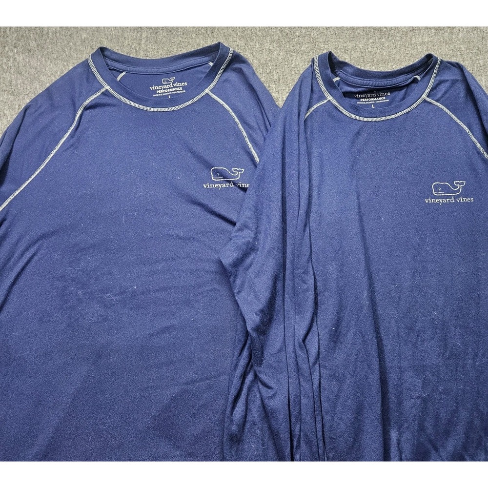 Vineyard Vines Performance Long Sleeve Shirts (2) Blue Mens L Tight